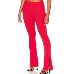 Revolve NBD Zuri Red Knit Ankle Slit Flared Hi-Rise Pants